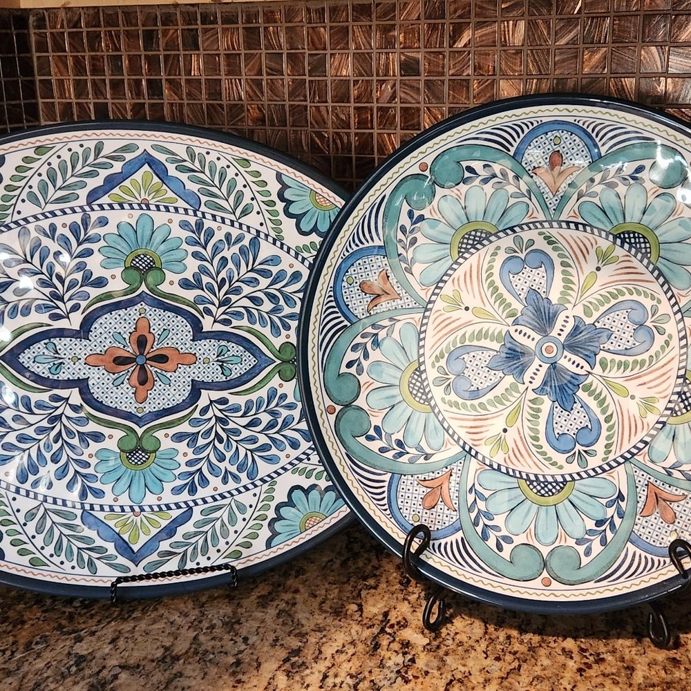 Certified International Talavera 2 Piece Heavy Weight Melamine Platter Set